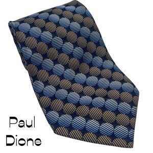 Paul Dione Navy Gold Polka Dot Silk Necktie NWOT